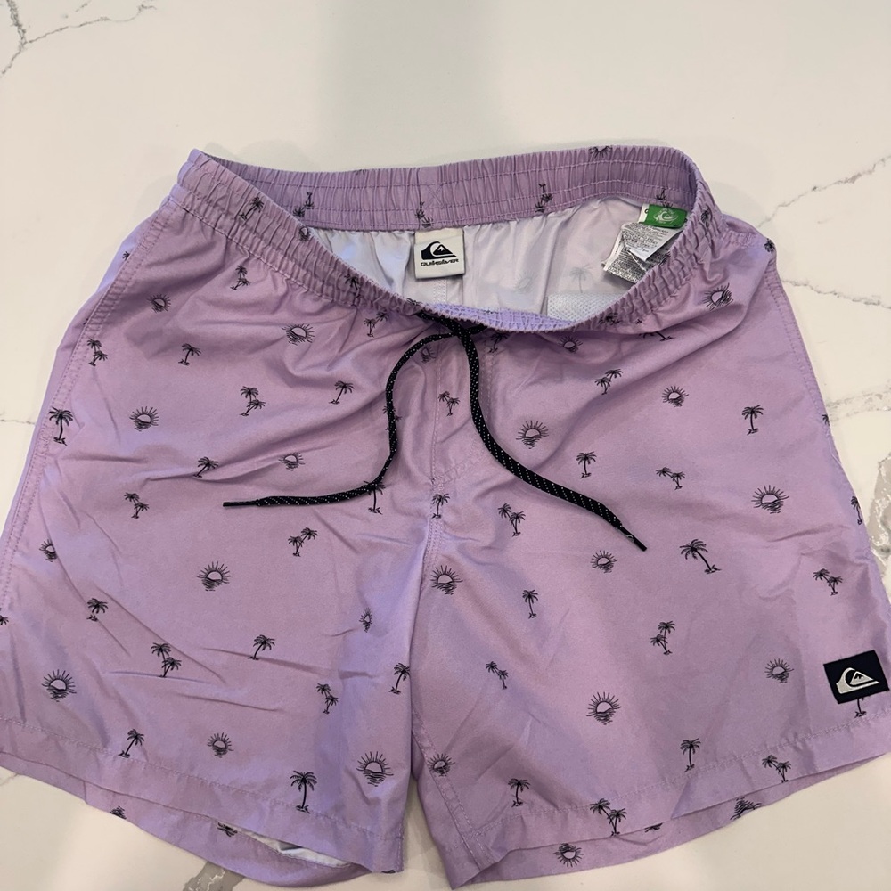Quiksilver Purple Board Shorts with Geometric Print